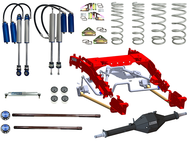 Superior Bolt in Coil Conversion VSB14 Street Legal 2 Inch (50mm) Lift Kit with Track Corrected Chromoly Diamond Diff Housing w/2.5 Remote Reservoir Shocks (Front and Rear) Suitable For Toyota LandCruiser 79 Series (VSC Models) - SUP-RR25-79VCCB-TCDD2KIT